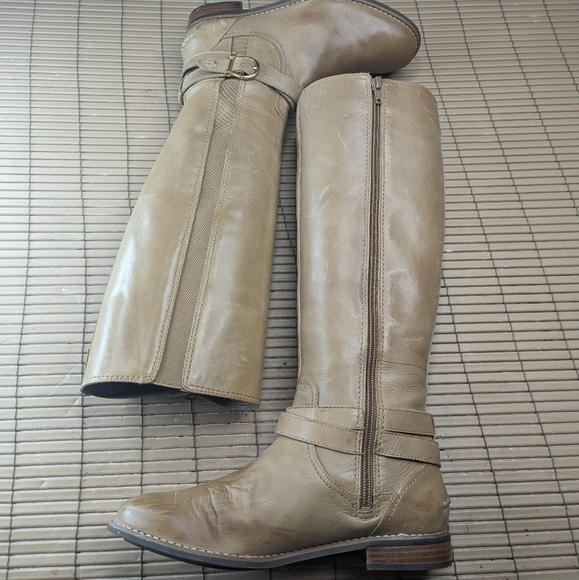 Sperry Top-Sider side zip Women's Size 6.5M tan Tall Leather Riding Boots. 16" t - Picture 5 of 12